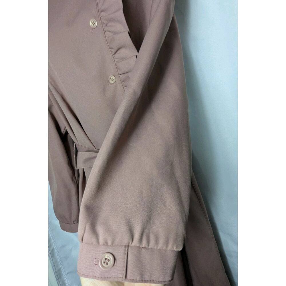 Vintage Bonders 1960s Pale Lilac Mauve Trench Coat Jacket Ruffle Military M - Picture 4 of 11
